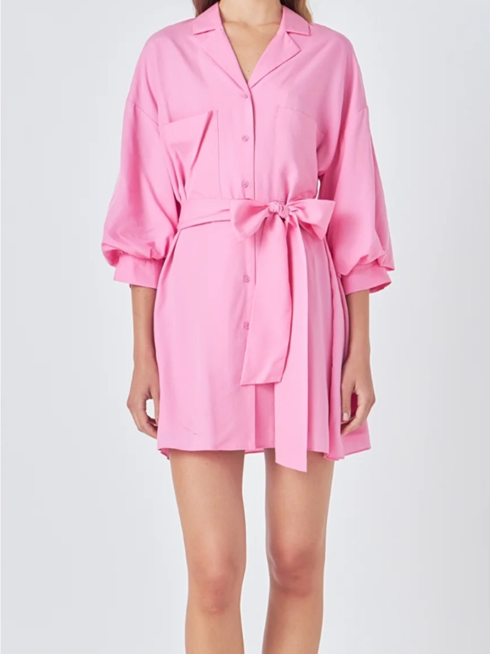 Endless Rose Pink Button-Front Tie-Waist Shirt Dress - Picture 2 of 2